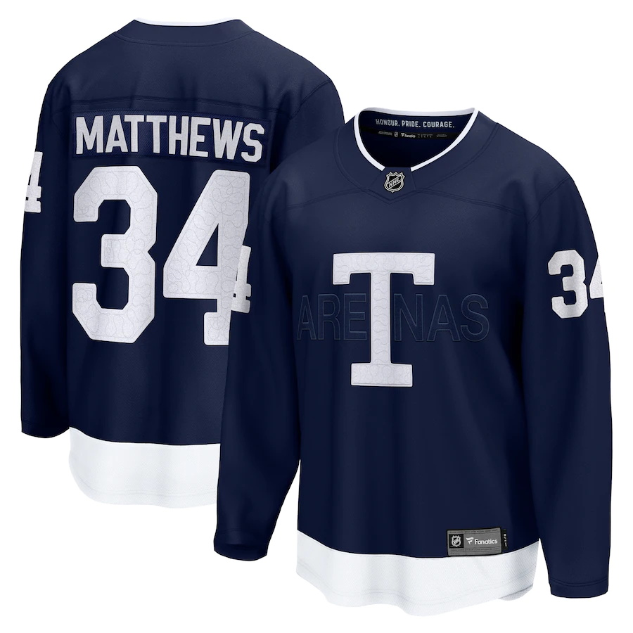 Custom Men Toronto Maple Leafs Auston Matthews Fanatics Branded Navy 2022 NHL Heritage Classic Breakaway Player Jersey